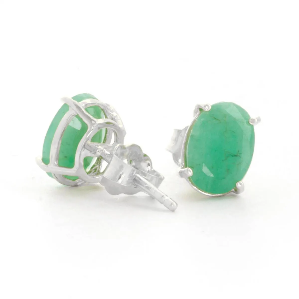 1.8 Carat 14K Solid White Gold Stud Earrings Natural Emerald