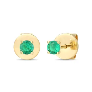 18ct yellow gold Emerald stud earrings