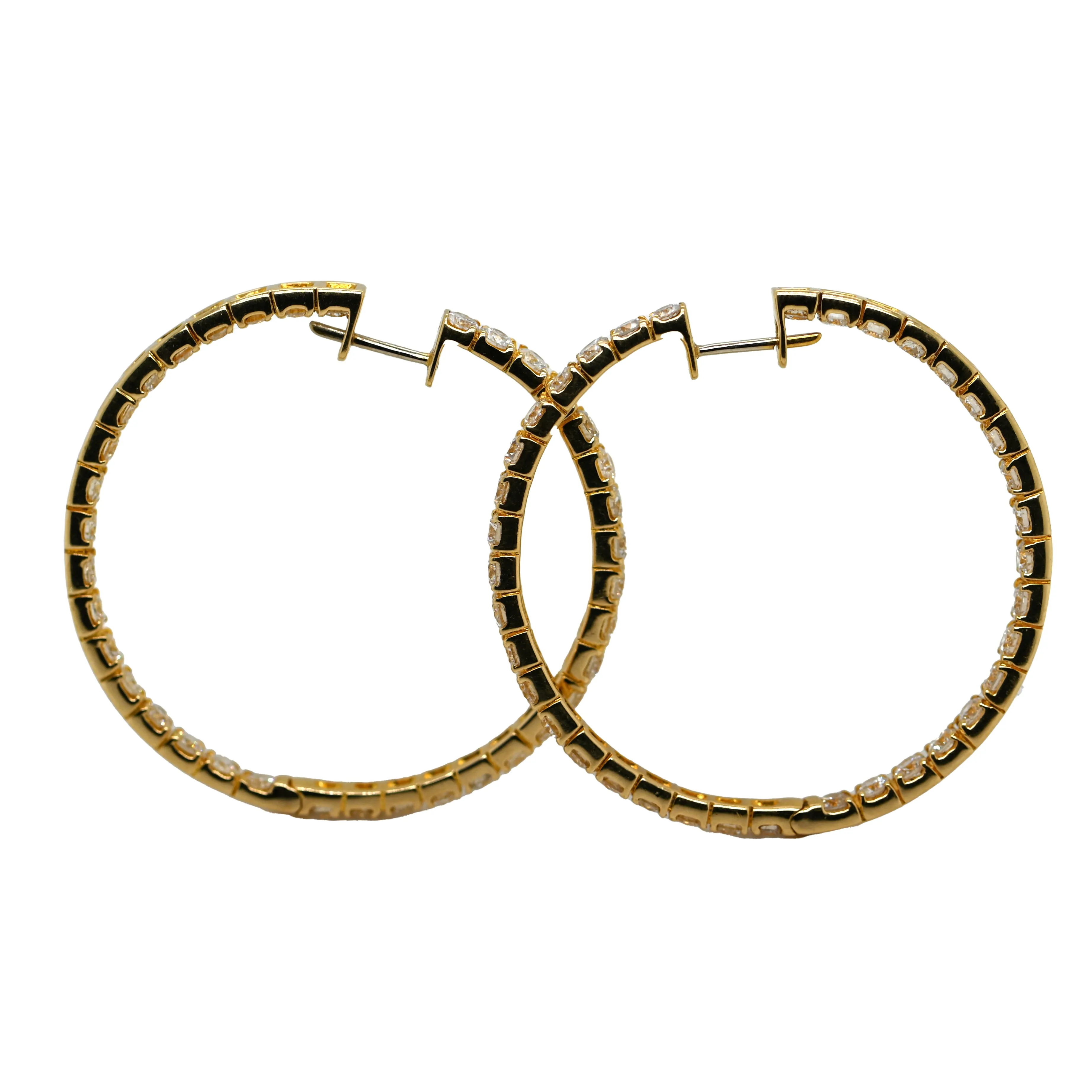 18K Gold Diamond In & Out Hoop Earrings