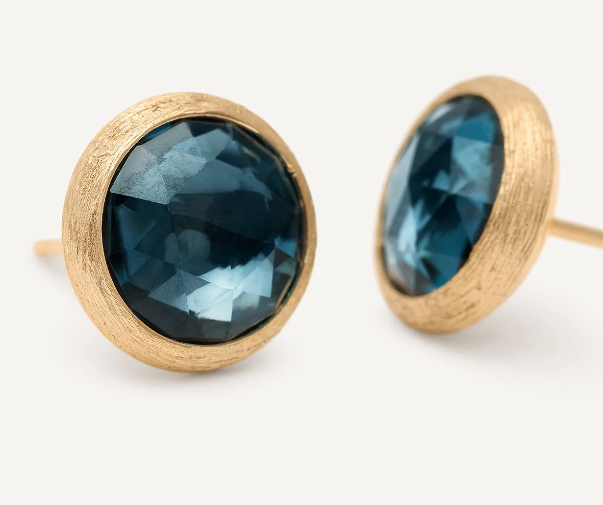 18K Yellow Gold London Blue Topaz Stud Earrings