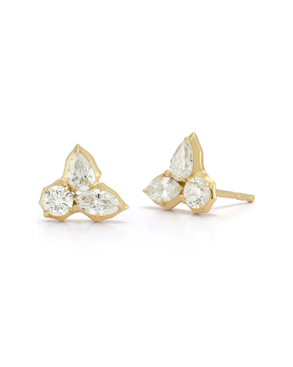 18k Yellow Gold Poppy Diamond Stud Earrings