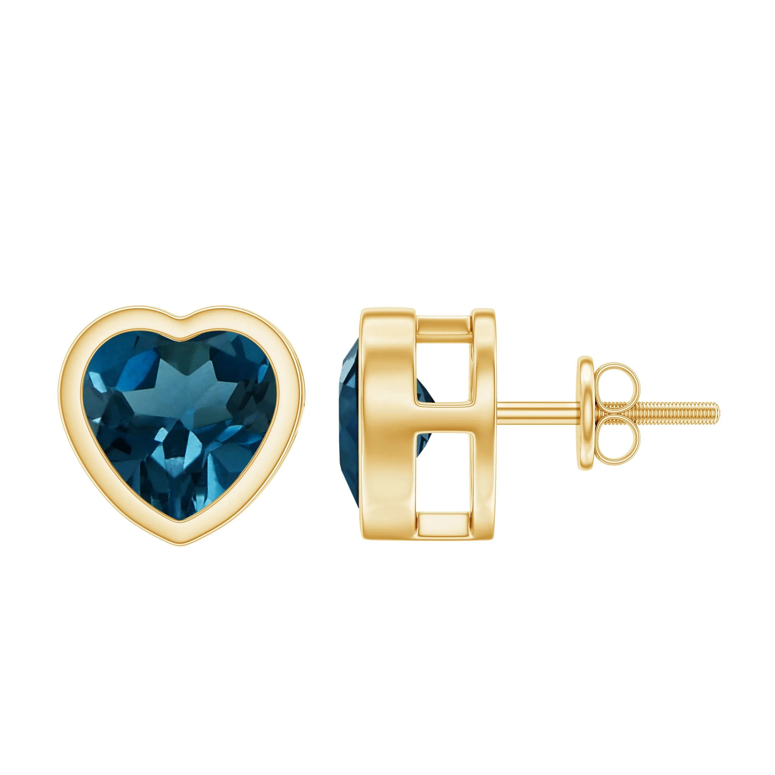 3 CT London Blue Topaz Heart Shape Stud Earrings for Women