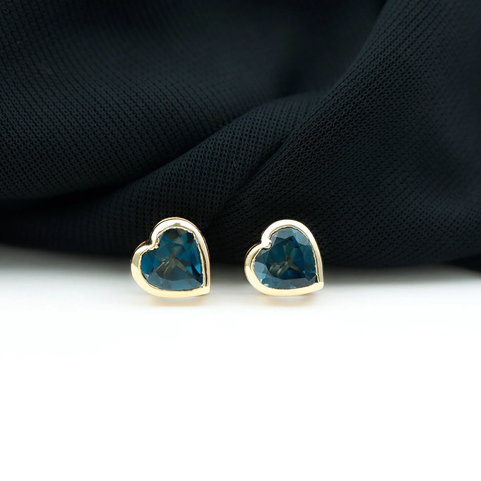 3 CT London Blue Topaz Heart Shape Stud Earrings for Women