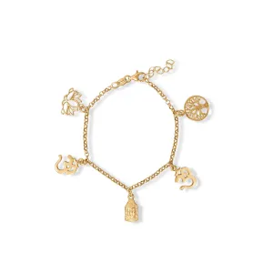 6.5 "  1" 14 Karat Gold Plated Om Charm Bracelet