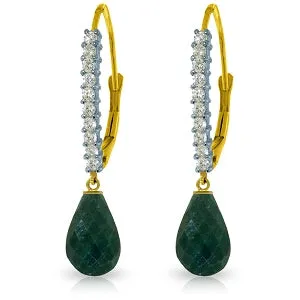 6.9 Carat 14K Solid Yellow Gold Louiseanne Emerald Diamond Earrings