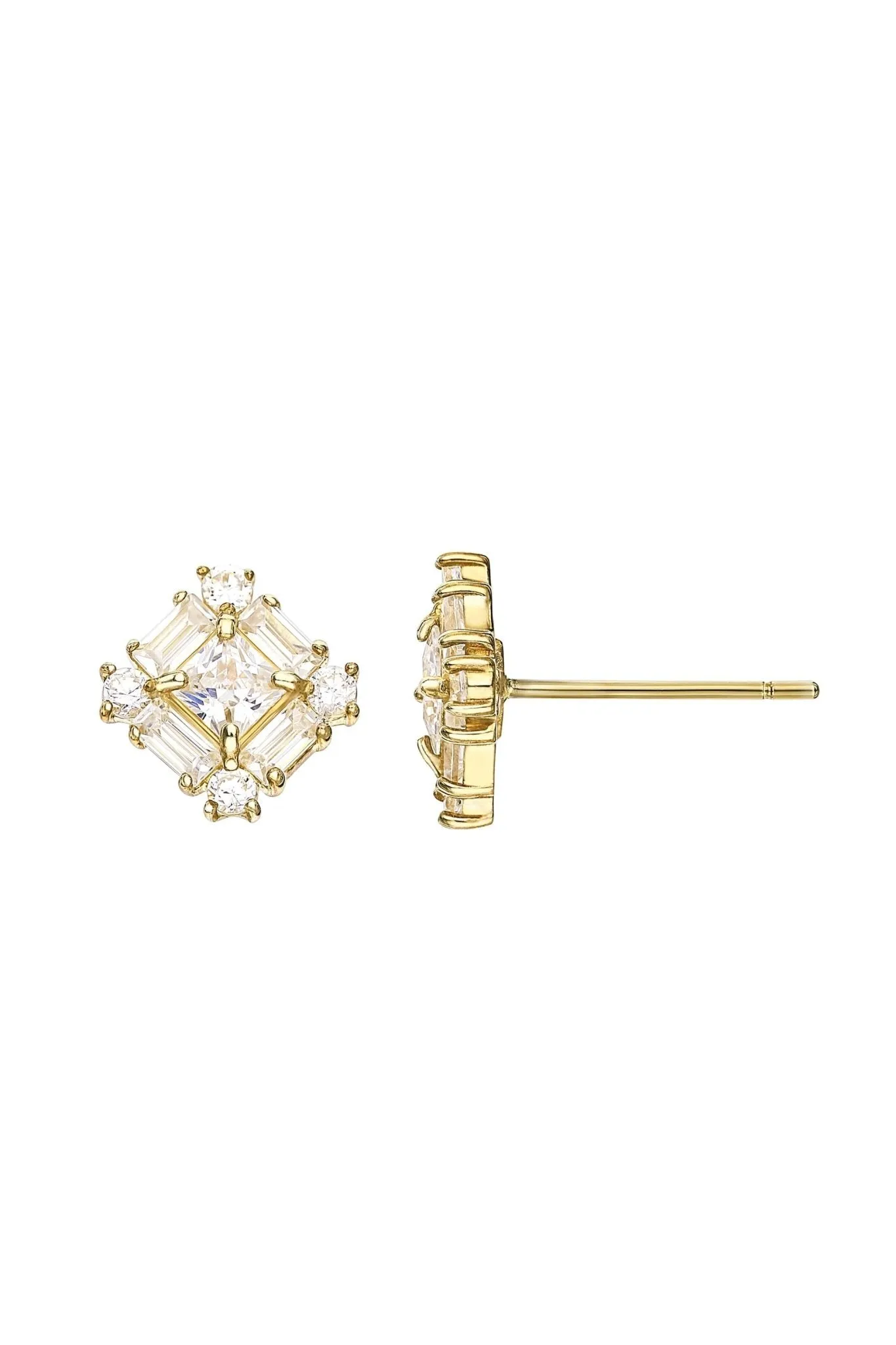 9ct Yellow Gold Cubic Zirconia 9mm Stud Earrings