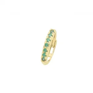 9ct Yellow Gold Emerald Green Zirconia Single Cartilage Huggies 9Mm ES1996E