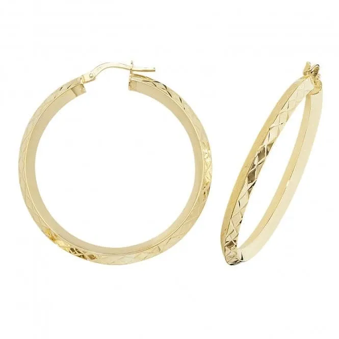 9ct Yellow Gold Oval Hoop Earrings ER1018