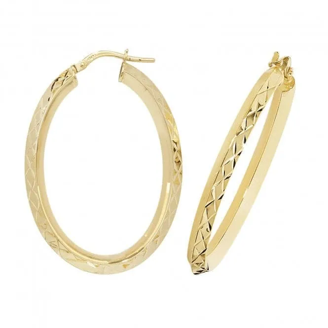 9ct Yellow Gold Oval Hoop Earrings ER1018