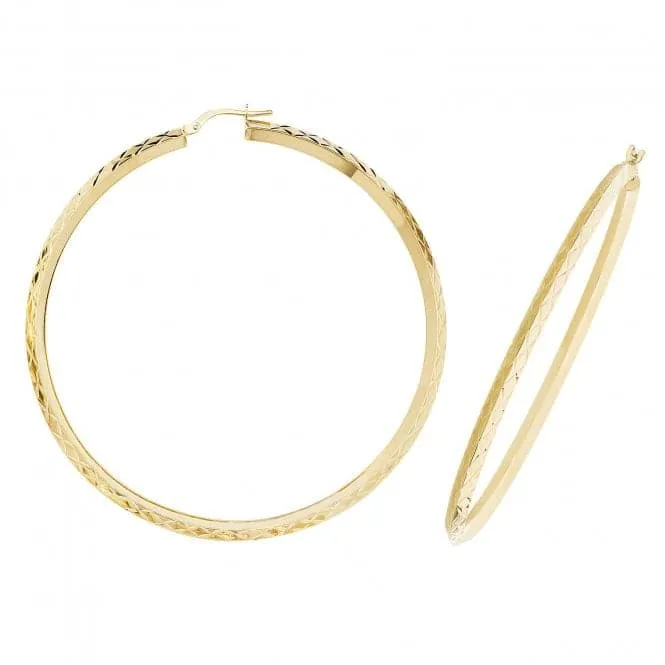 9ct Yellow Gold Oval Hoop Earrings ER1018