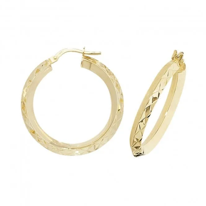 9ct Yellow Gold Oval Hoop Earrings ER1018