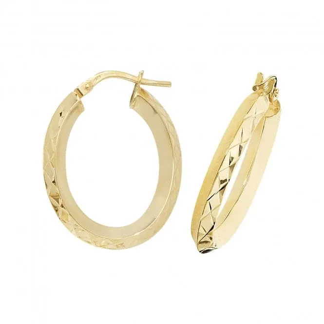 9ct Yellow Gold Oval Hoop Earrings ER1018