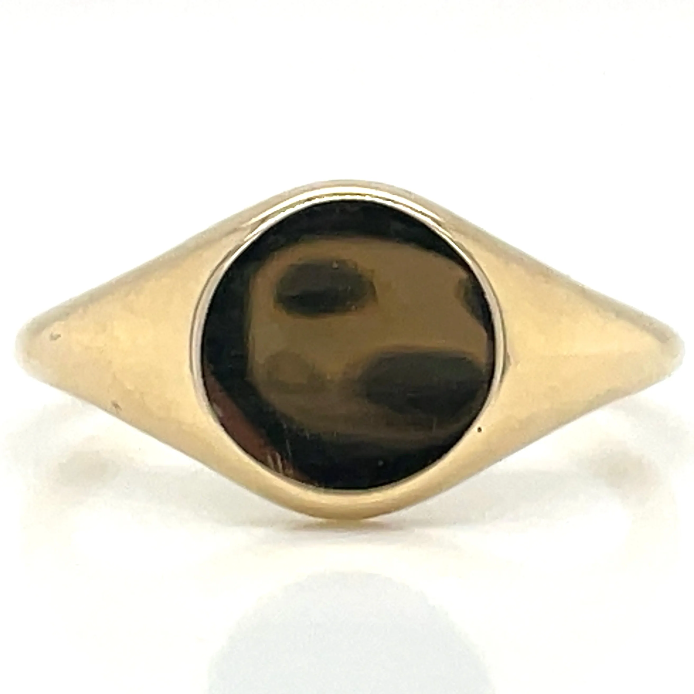 9ct Yellow Gold Plain Round Signet Ring