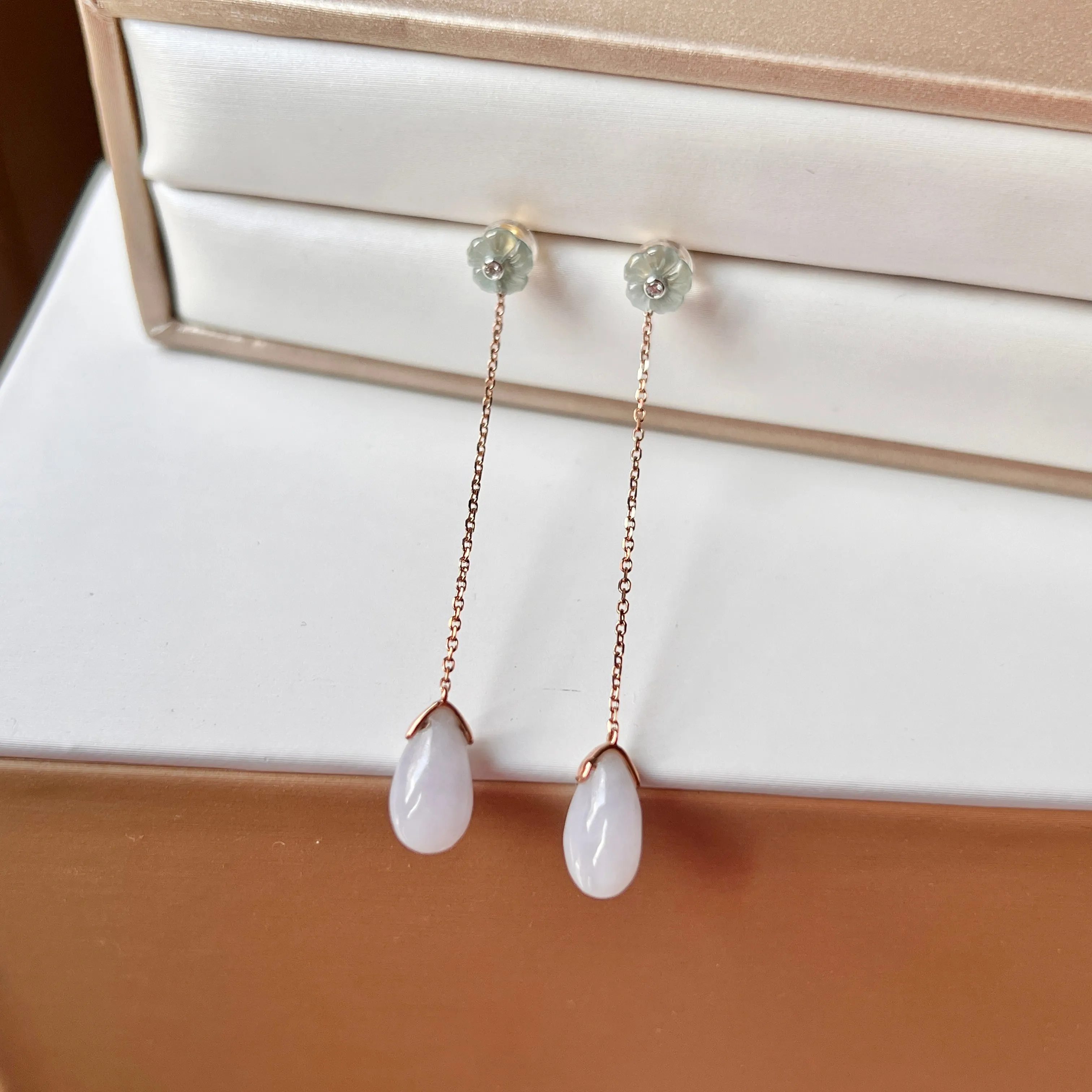 A-Grade Natural Jadeite Dangling Earring (Detachable) No.180810