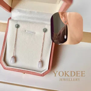 A-Grade Natural Jadeite Dangling Earring (Detachable) No.180810