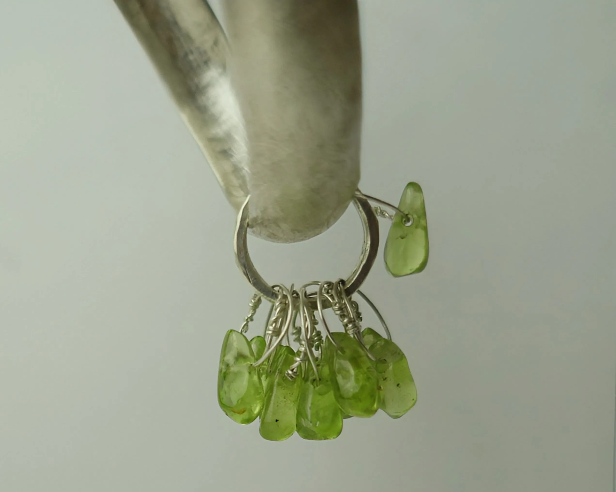 Allsopp, Disa - Silver Formed Open Hoops with 12 Peridot Beads