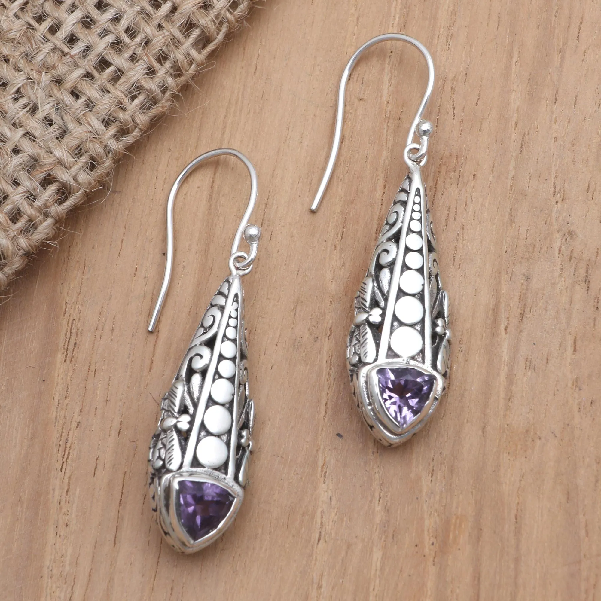 Amethyst and Blue Topaz Dangle Earrings - Dragonfly Wish | NOVICA