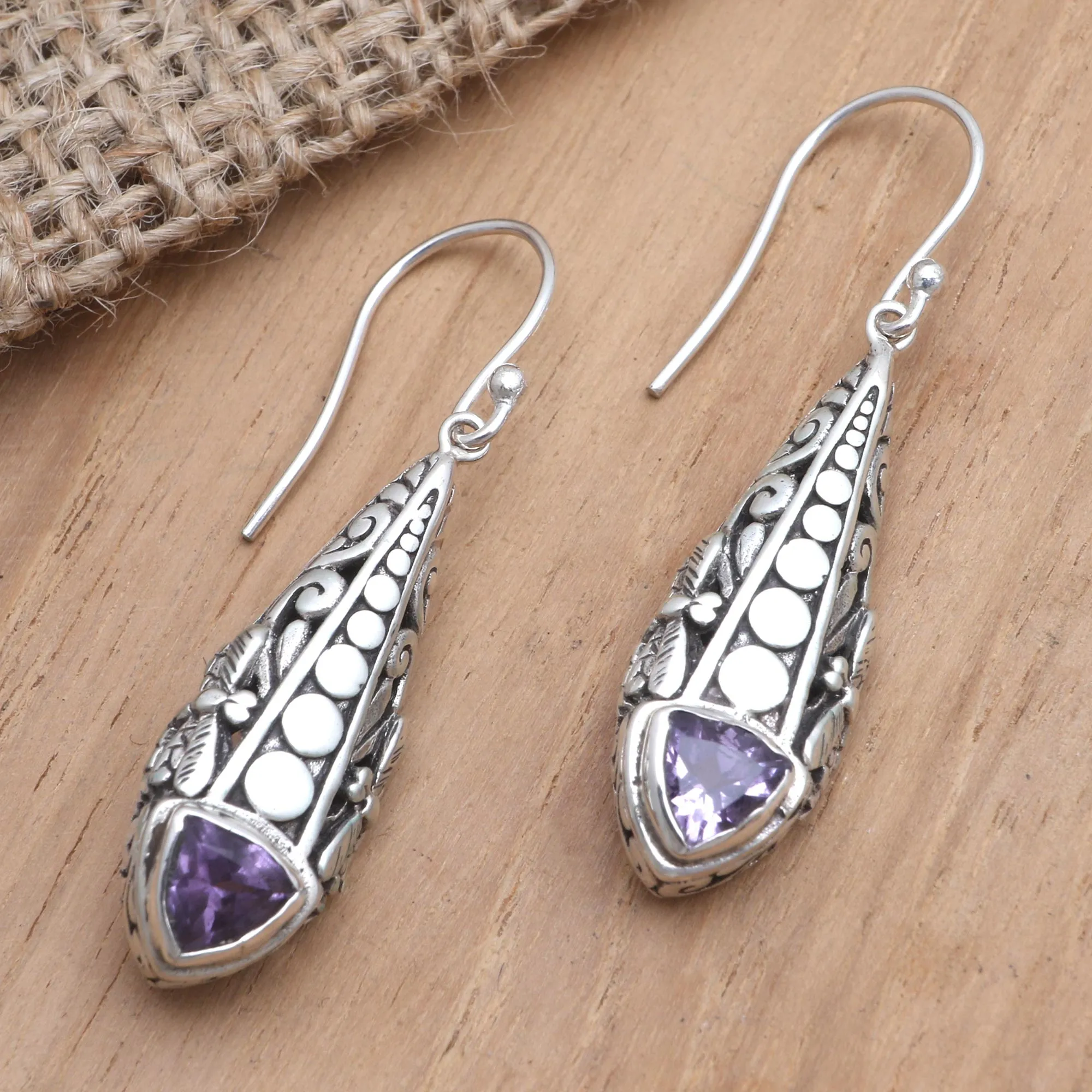 Amethyst and Blue Topaz Dangle Earrings - Dragonfly Wish | NOVICA