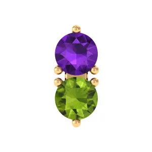 Amethyst and Peridot Two Stone Helix Earring