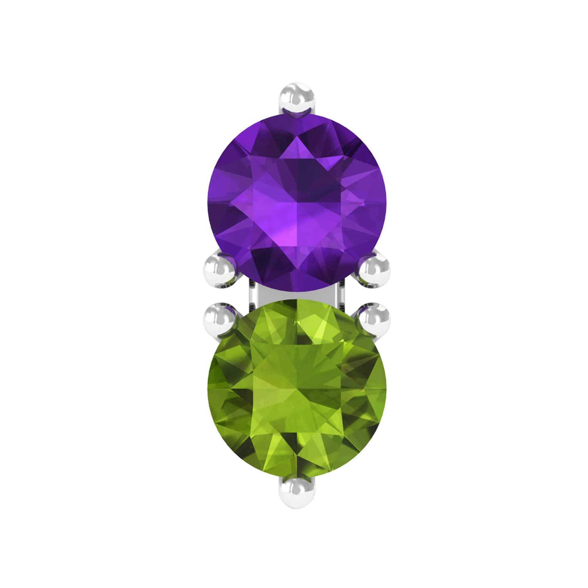 Amethyst and Peridot Two Stone Helix Earring