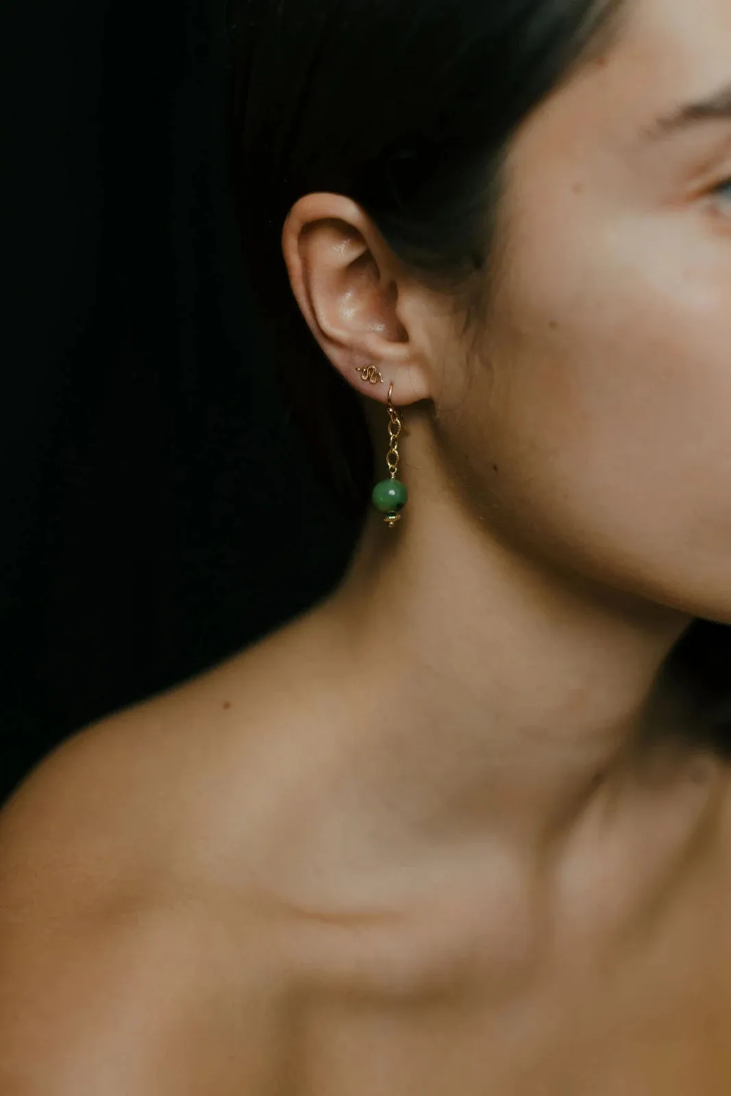 Anahera Earrings Jade / Gold