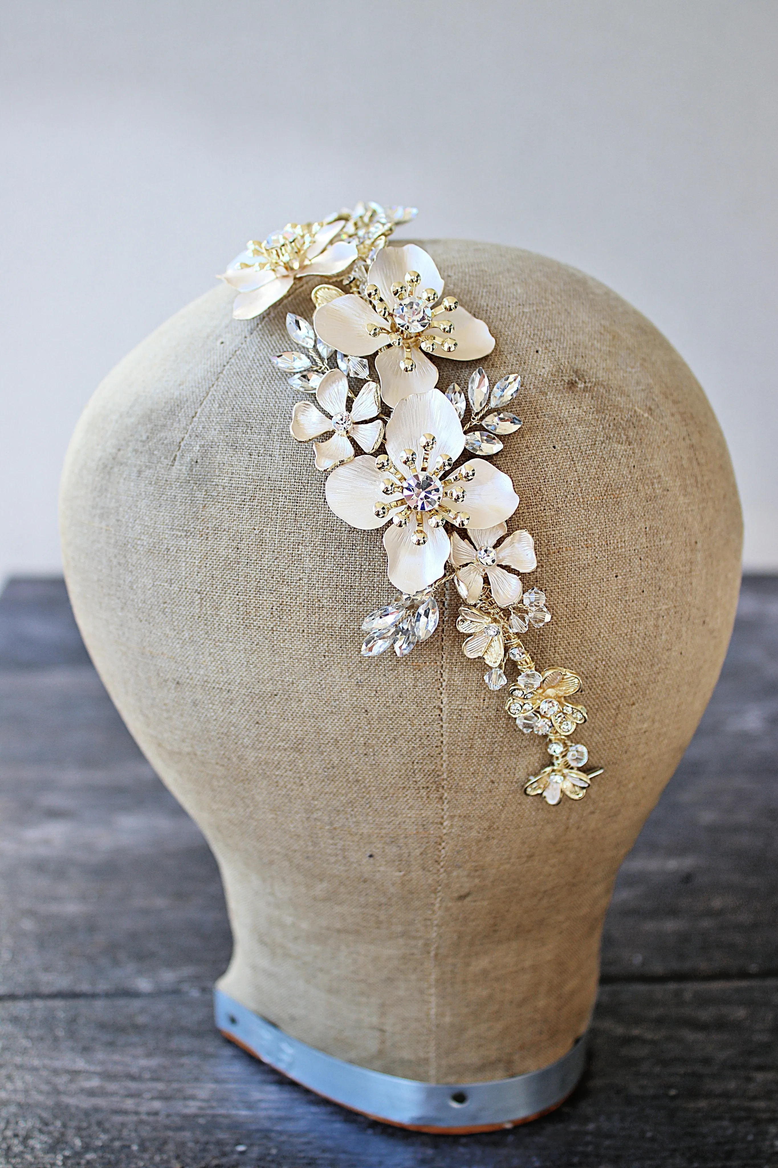 ANNA Silver Gilded Blossoms Headpiece