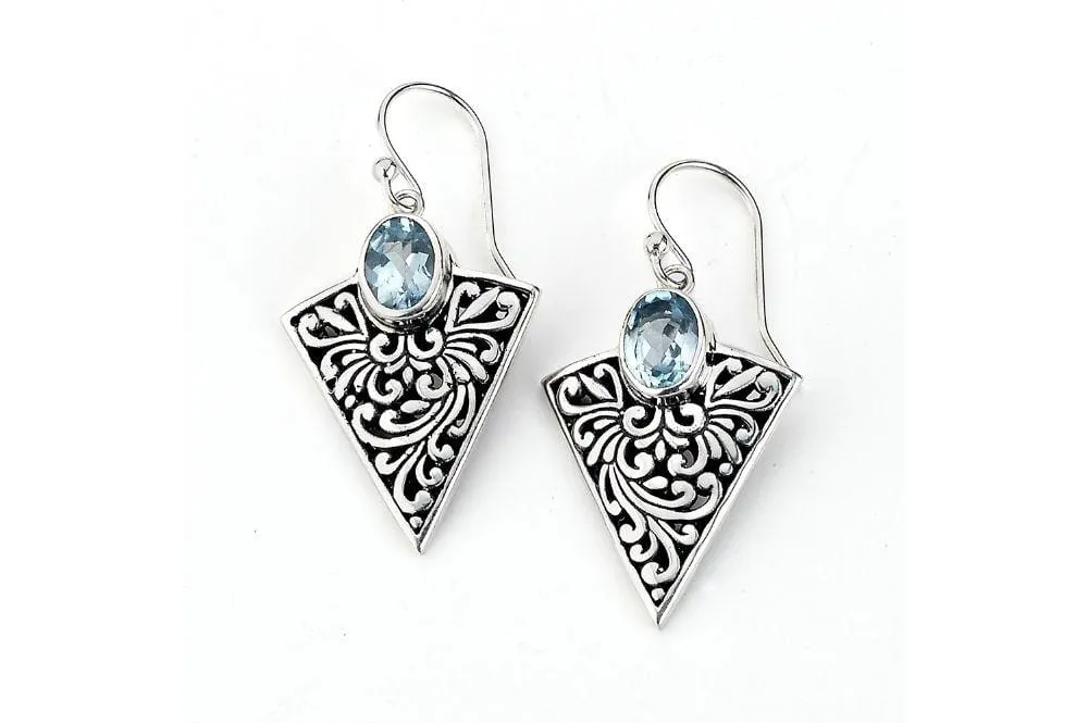 Arrowhead Earrings- Blue Topaz