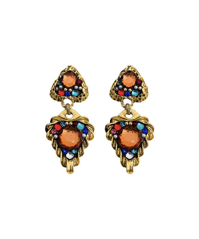 Art Rainbow Alloy Zircon Jade Drop Earrings LY9173