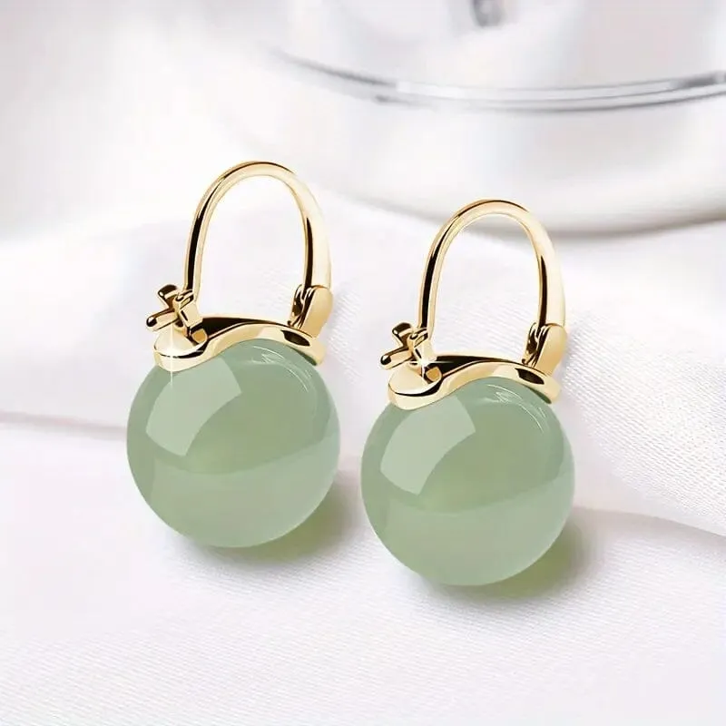 Artificial Jade Temperament Earrings