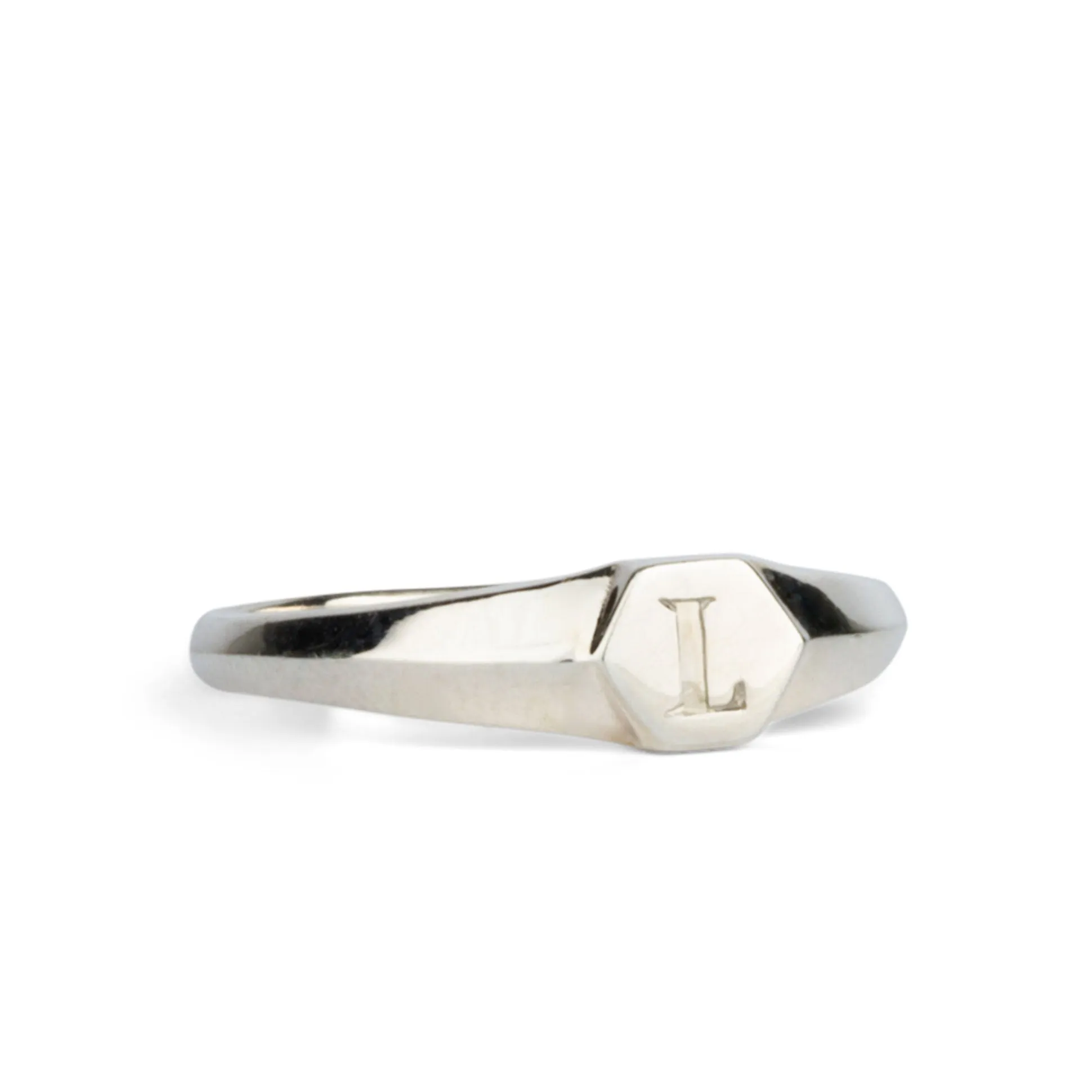 Astra Silver Signet Ring with Engraved Block Letter