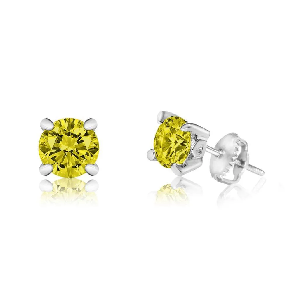 August Birthstone Crystal White Gold Palladium Girl's Stud Earrings