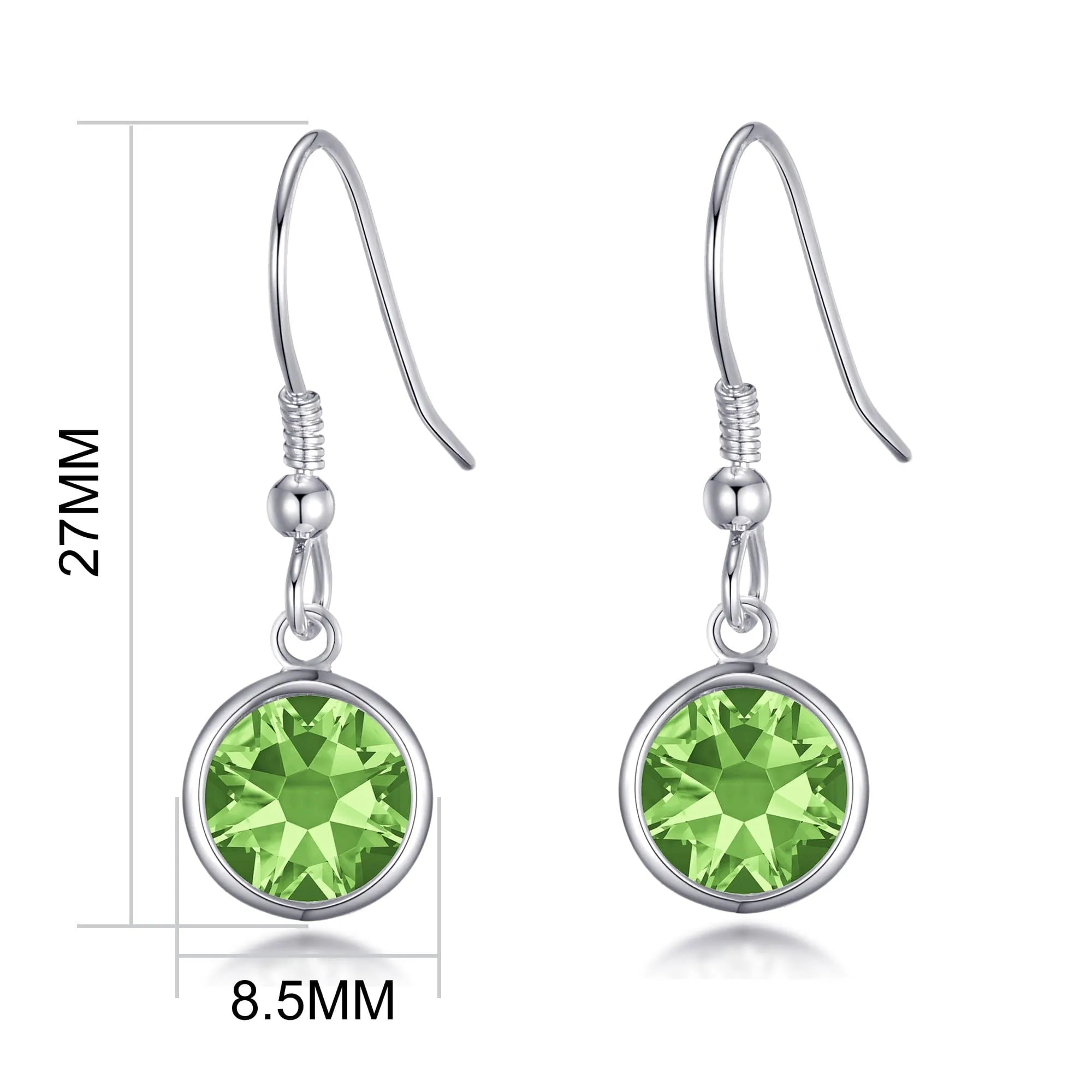 August Birthstone Drop Earrings Created with Peridot Zircondia® Crystals