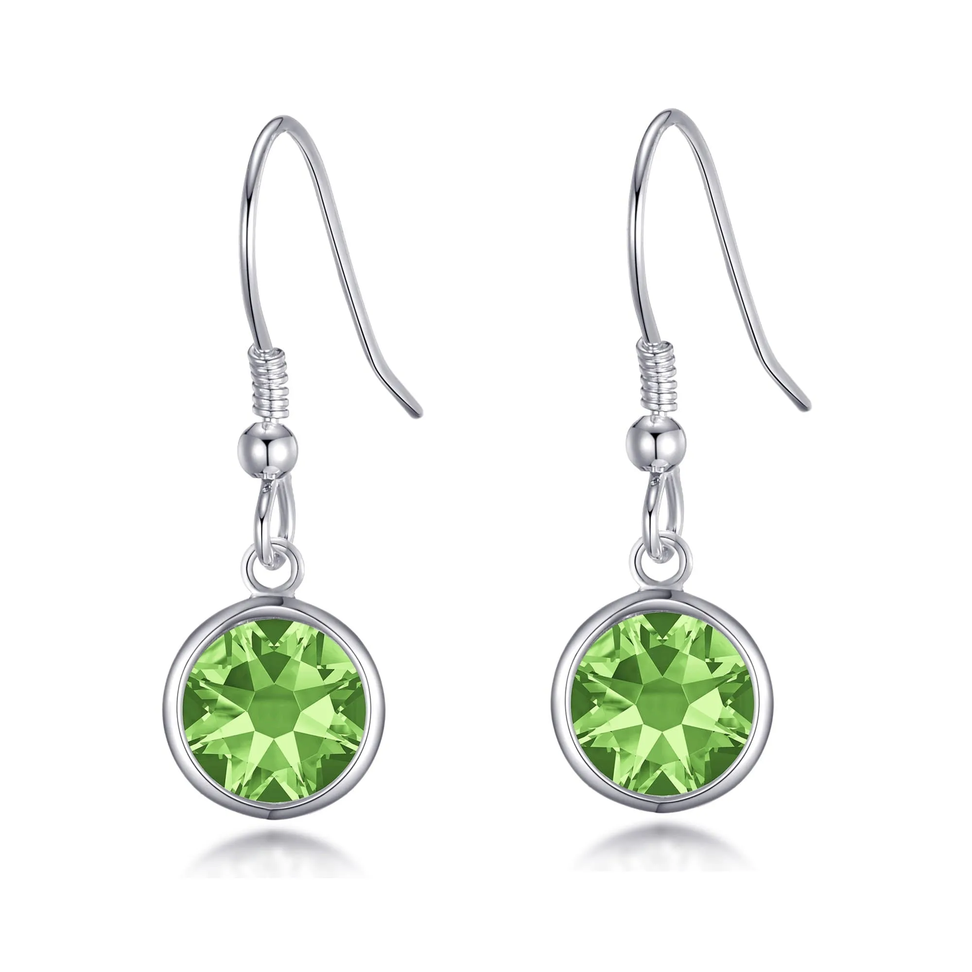 August Birthstone Drop Earrings Created with Peridot Zircondia® Crystals