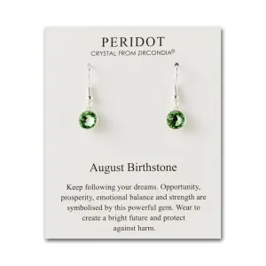 August Birthstone Drop Earrings Created with Peridot Zircondia® Crystals