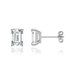 AVIANA - Emerald Lab Diamond 18k White Gold Emerald Stud Earrings