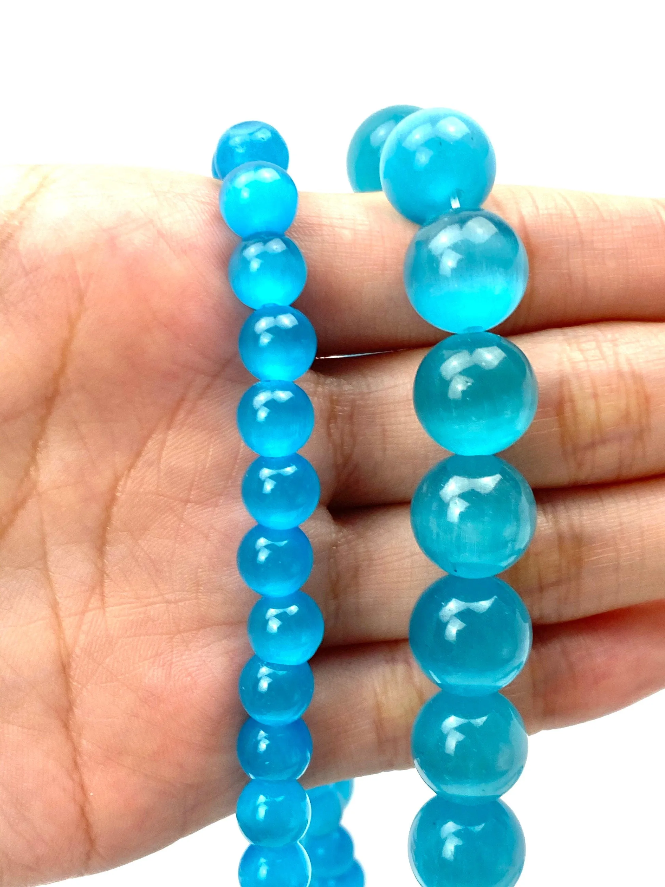 Baby blue color changing jade bead charm, SKU# c5