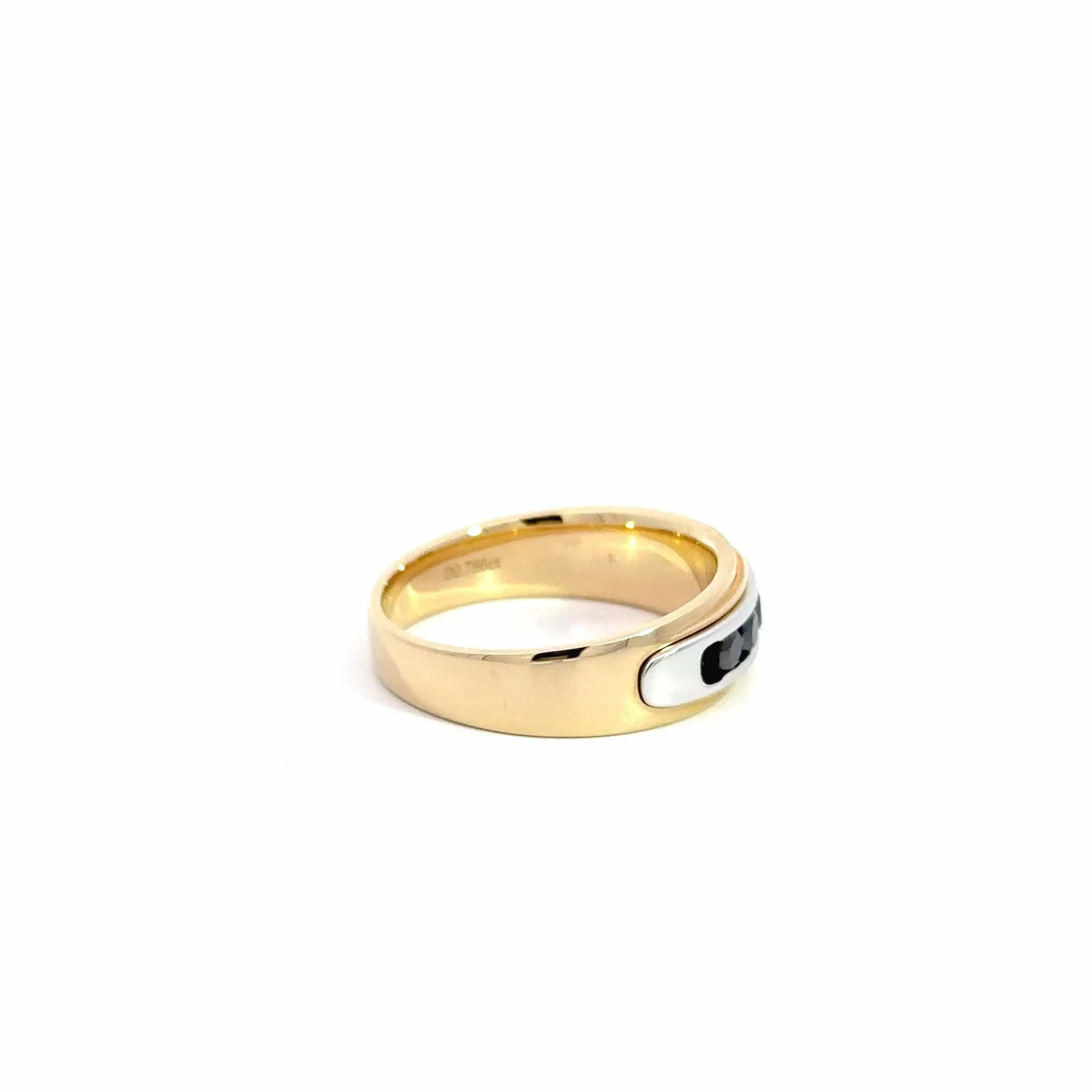 Baikalla 14k Gold Two Tone Black Diamond Men's Wedding Ring Band