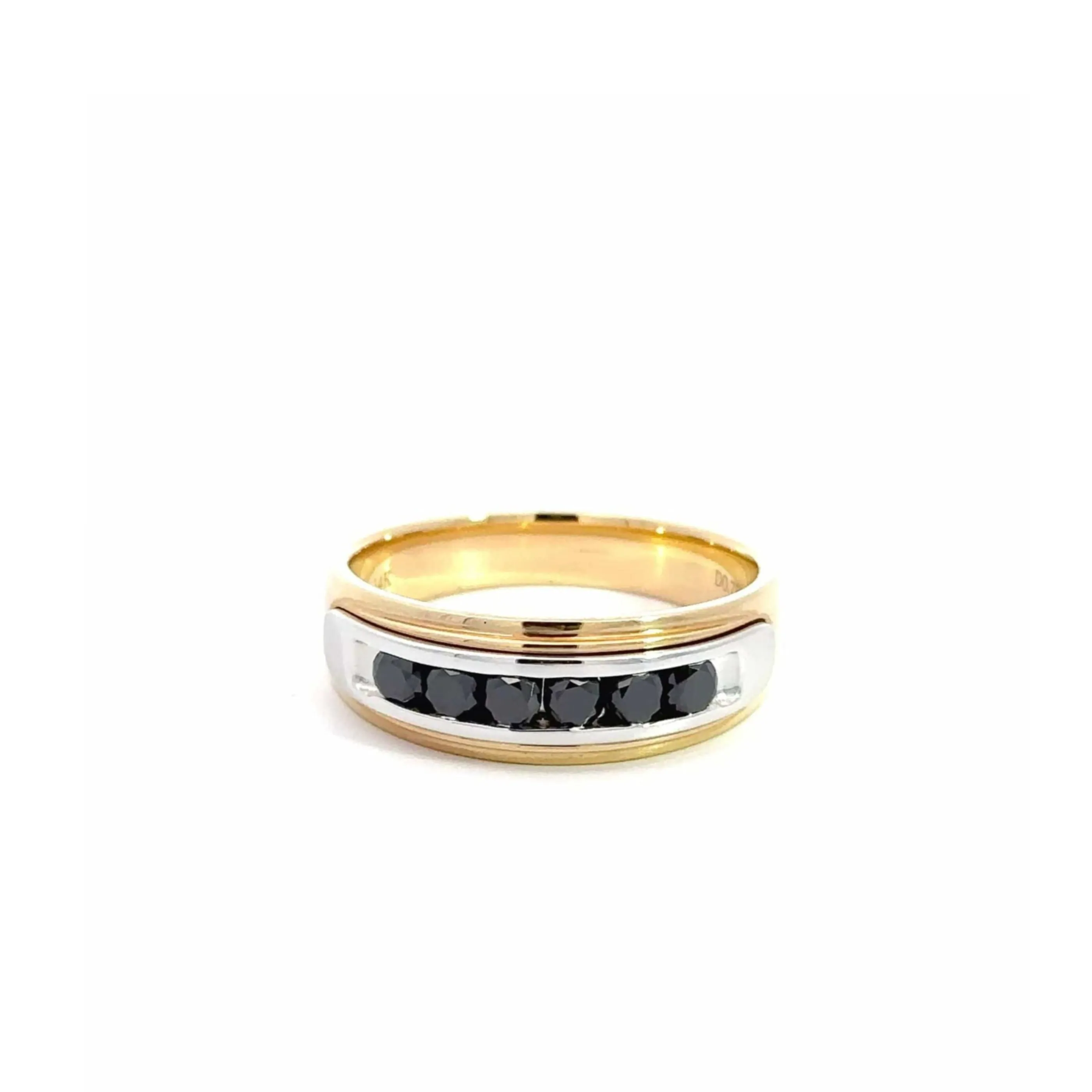 Baikalla 14k Gold Two Tone Black Diamond Men's Wedding Ring Band