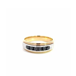 Baikalla 14k Gold Two Tone Black Diamond Men's Wedding Ring Band