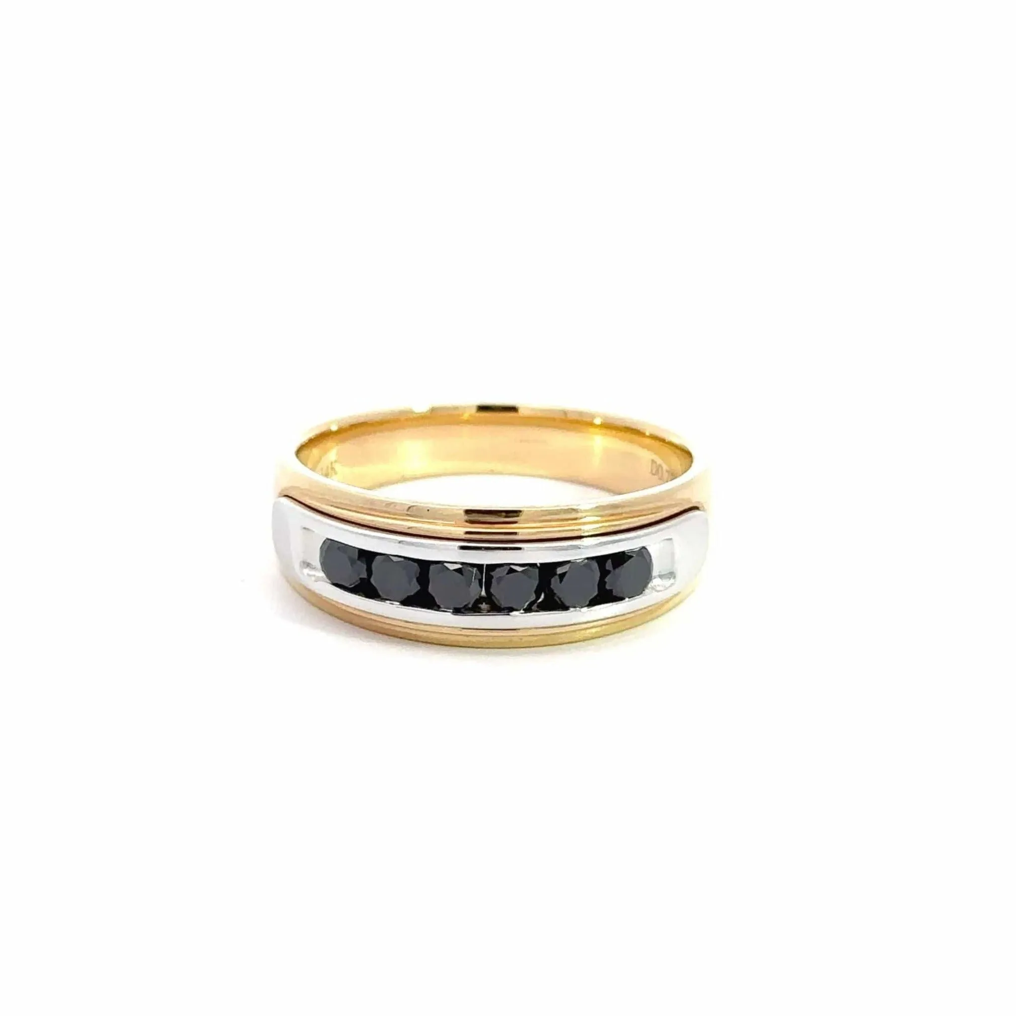 Baikalla 14k Gold Two Tone Black Diamond Men's Wedding Ring Band