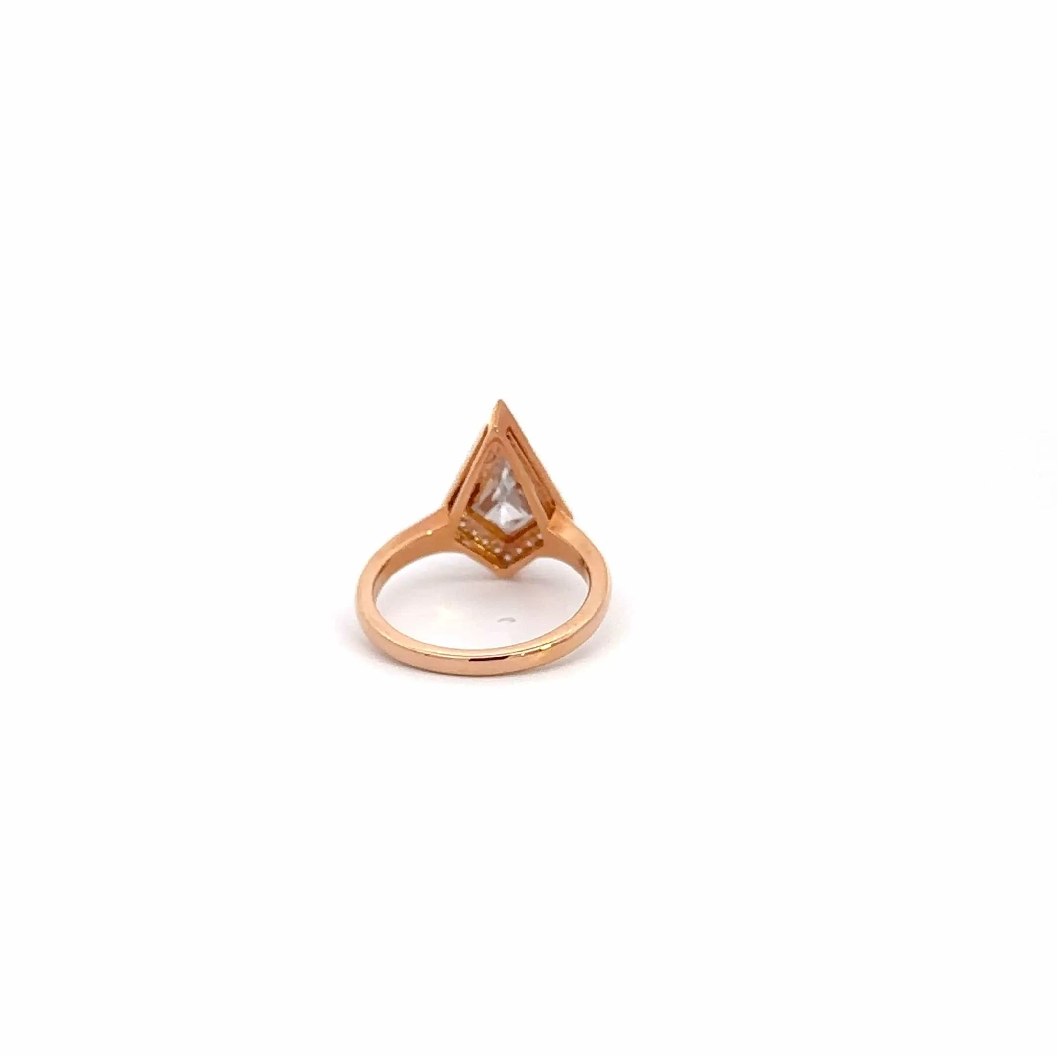 Baikalla 14k Rose Gold Halo Kite Cut Moissanite Engagement Ring