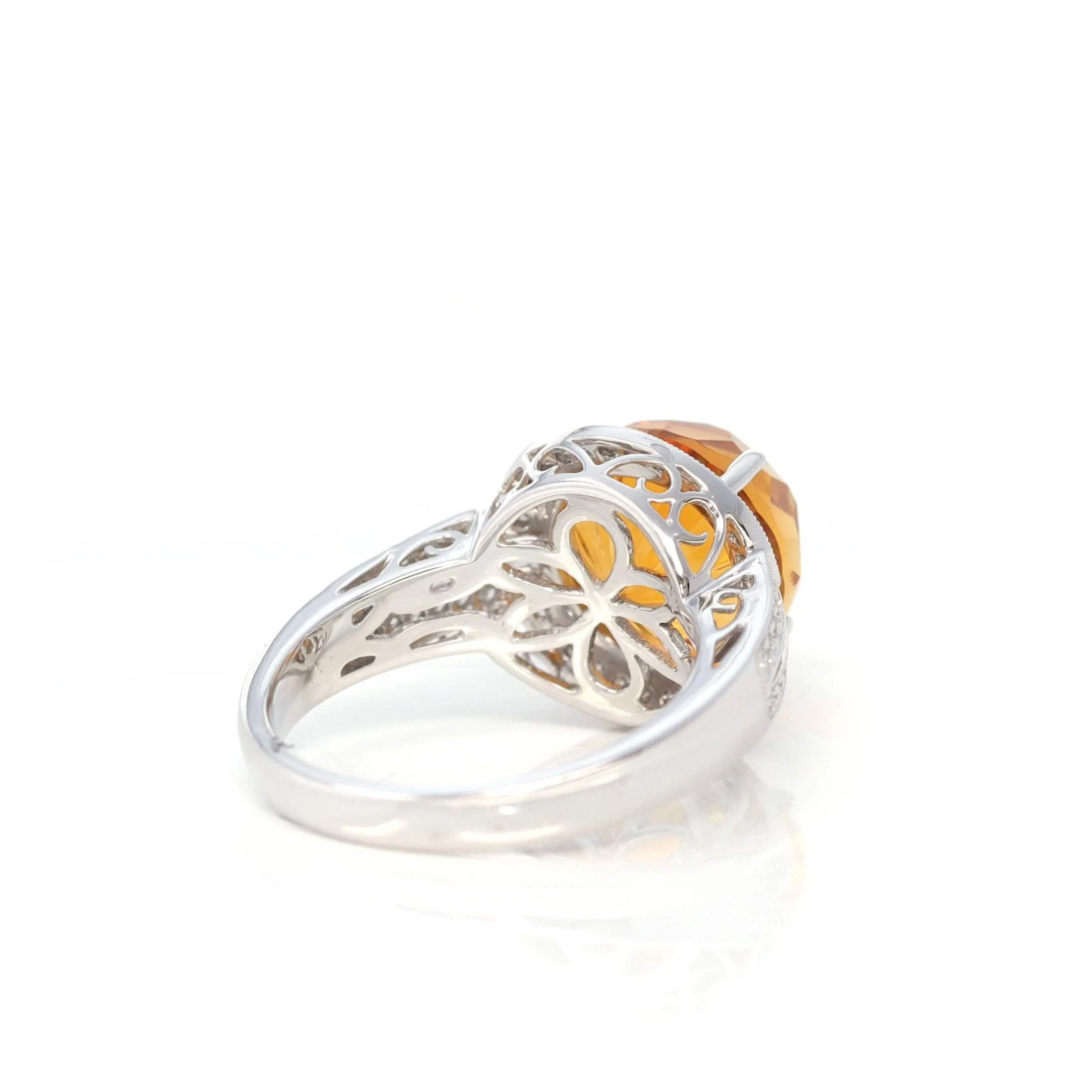 Baikalla 14K White Gold Faceted Cabochon Natural Citrine Ring CTW 1/4