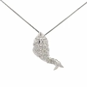 Baikalla 18K White Gold Diamond Fish Brooch