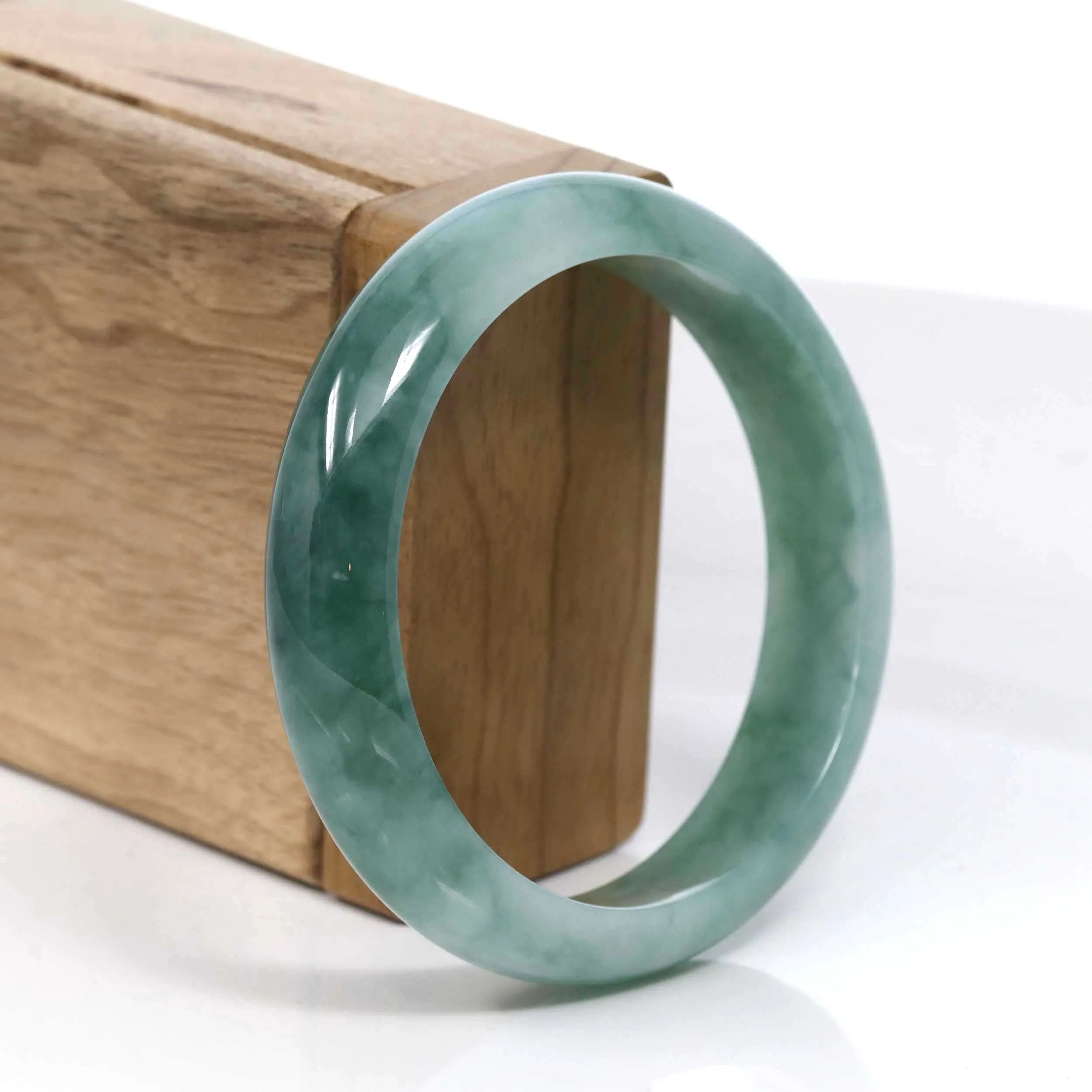 Baikalla Blue-Green Classic Real Jadeite Jade Bangle Bracelet (58.32mm) #938