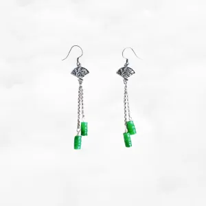 Bamboo Green Jade Earrings