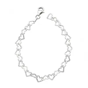 Beginnings Sterling Silver B4323 Diamond Cut Heart 19cm Bracelet