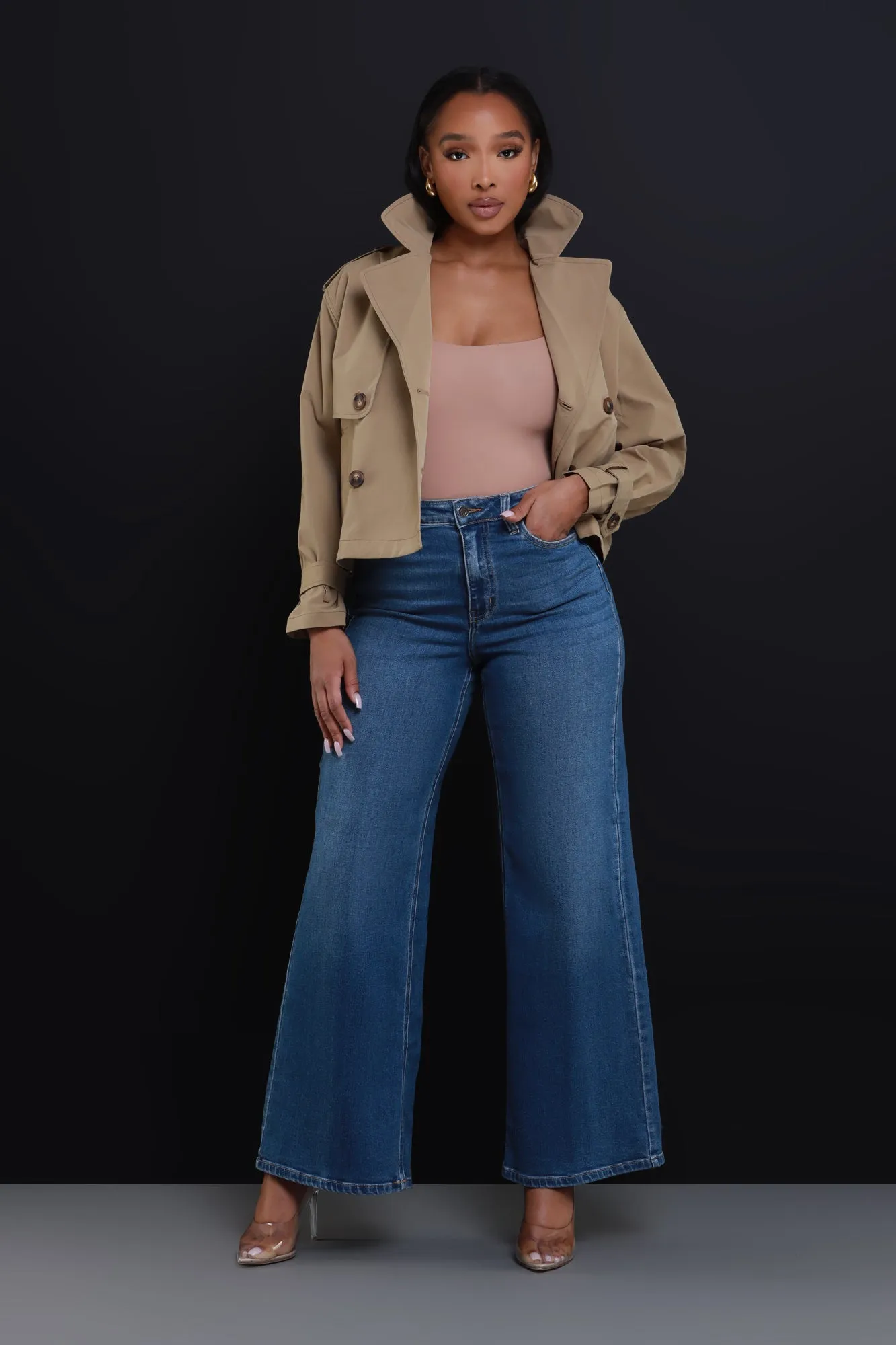 Bite Your Tongue High Rise Wide Leg Jeans - Medium Wash