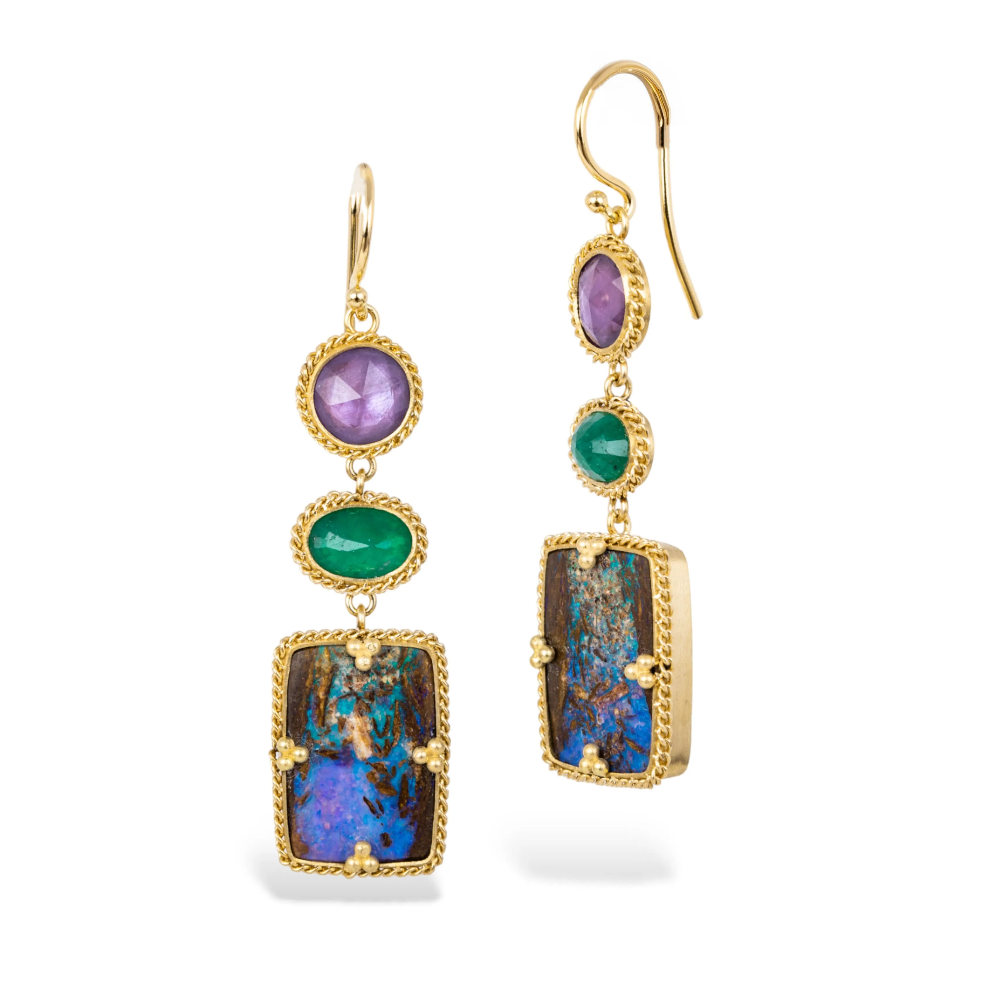 Boulder Opal Triple Drop Earrings