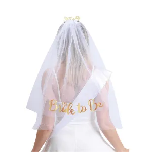 Bride to be Veil Bridal White Veil with Gold Writing