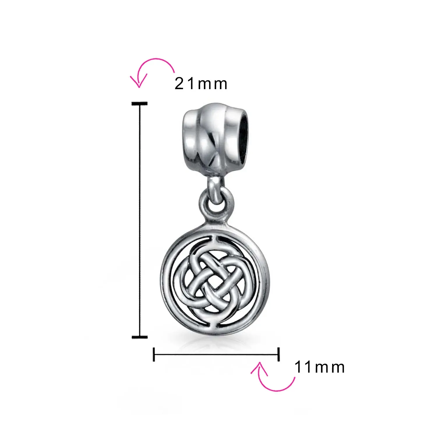 Celtic Love Knot Infinity Trinity Cross Dangle Bead Charm .925 Silver